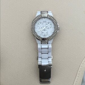 Guess Silver and White Watch